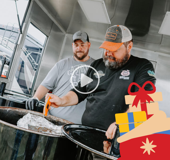 Video link to men cooking BBQ